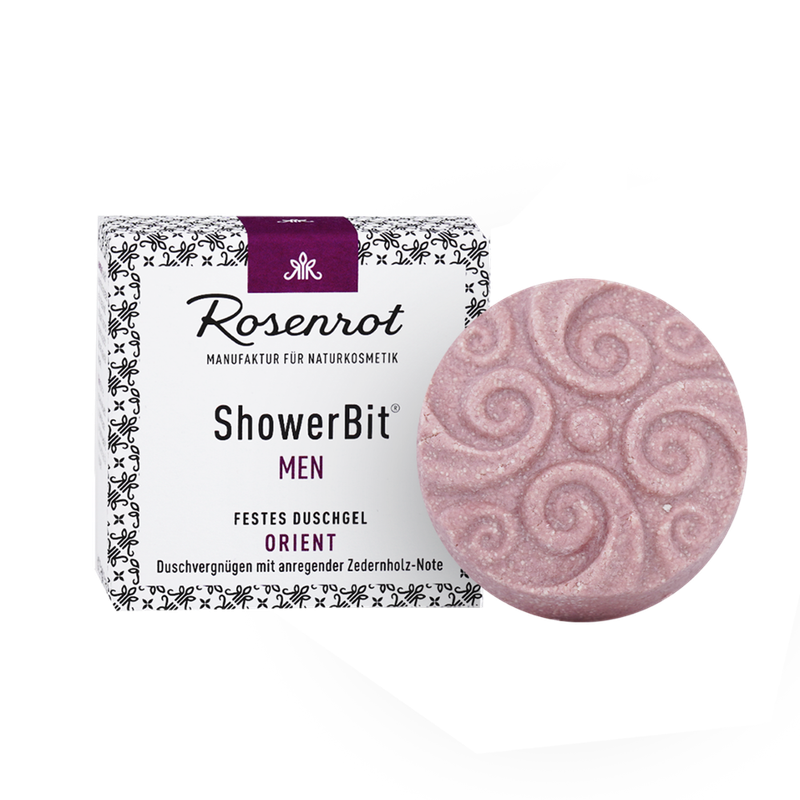 Rosenrot Naturkosmetik ShowerBit® - festes Duschgel MEN Orient - 60g - in Schachtel - Mit sanft reinigender Porzellanerde, - Produktbild