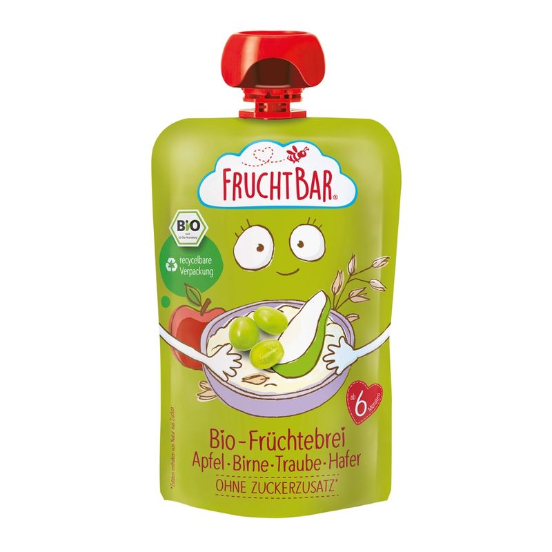 FruchtBar  FruchtBar - Bio-Früchte-Haferbrei Apfel, Birne, Traube,Hafer - Produktbild