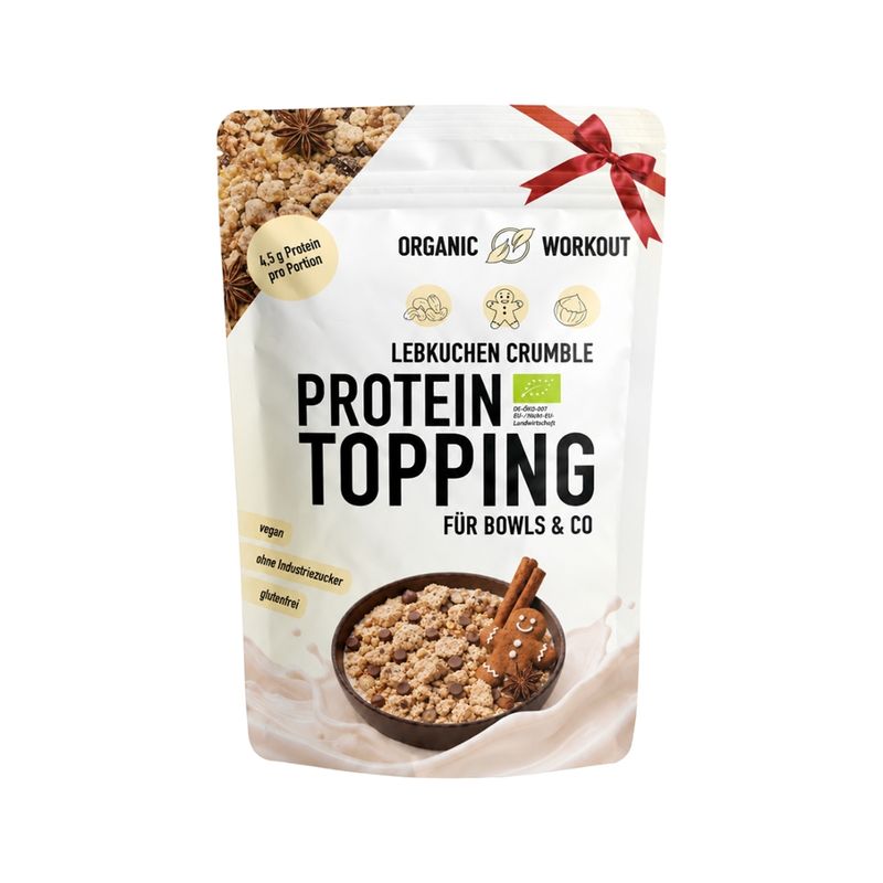 Organic Workout Protein Cookie Lebkuchen vegan Bio Protein-Crumble mit Erbsenprotein und Süßungsmittel als Topping für Bowls & Co - Produktbild