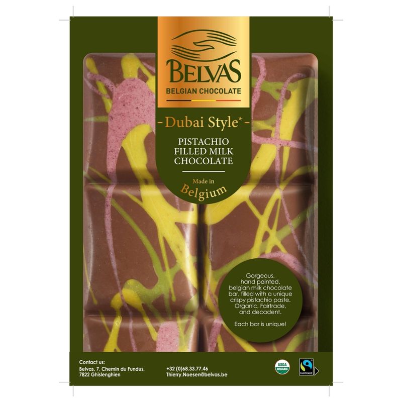 Belvas Belvas Dubai Pistachio Semi Dark 100g BIO - Produktbild