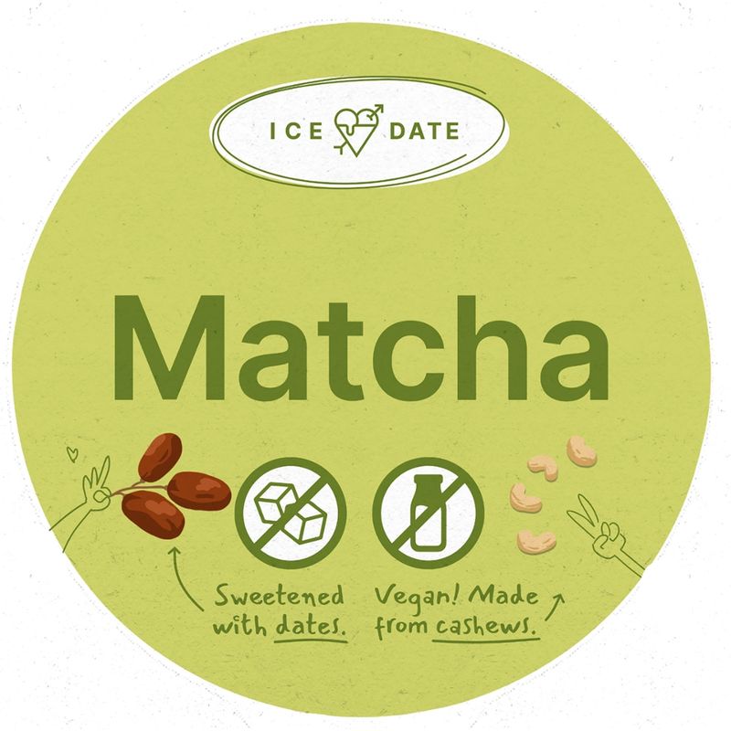 iceDate iceDate Bio-Matcha-Eis 120ml, vegan, laktosefrei, glutenfrei, mit Datteln gesüßt, Nutri-Score “A" - Produktbild