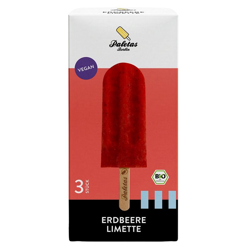 Paletas Berlin  Paletas Multipack Premium Bio Stieleis Erdbeere Limette - Produktbild