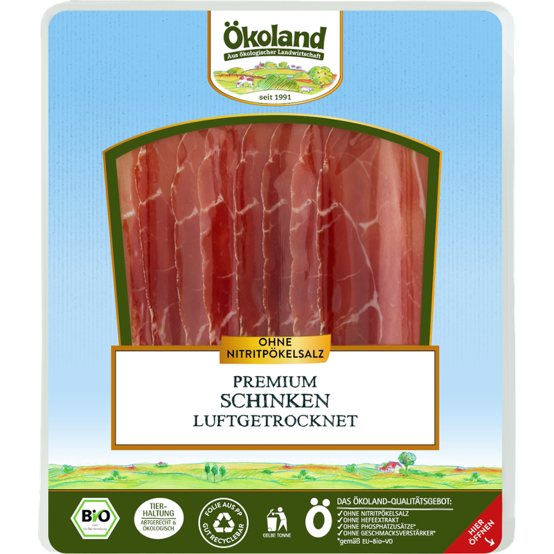 ÖKOLAND Premium Schinken luftgetrocknet, über 4 Monate gereift - Produktbild