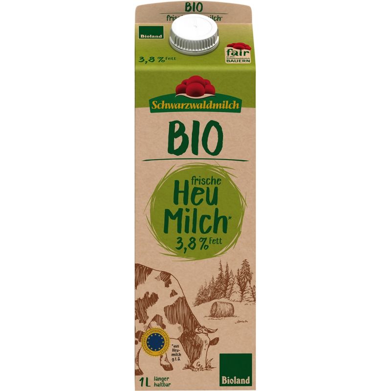 Schwarzwaldmilch BIO Heumilch SWM BIO Heu Frischmilch 3,8% 10x1L PG - Produktbild