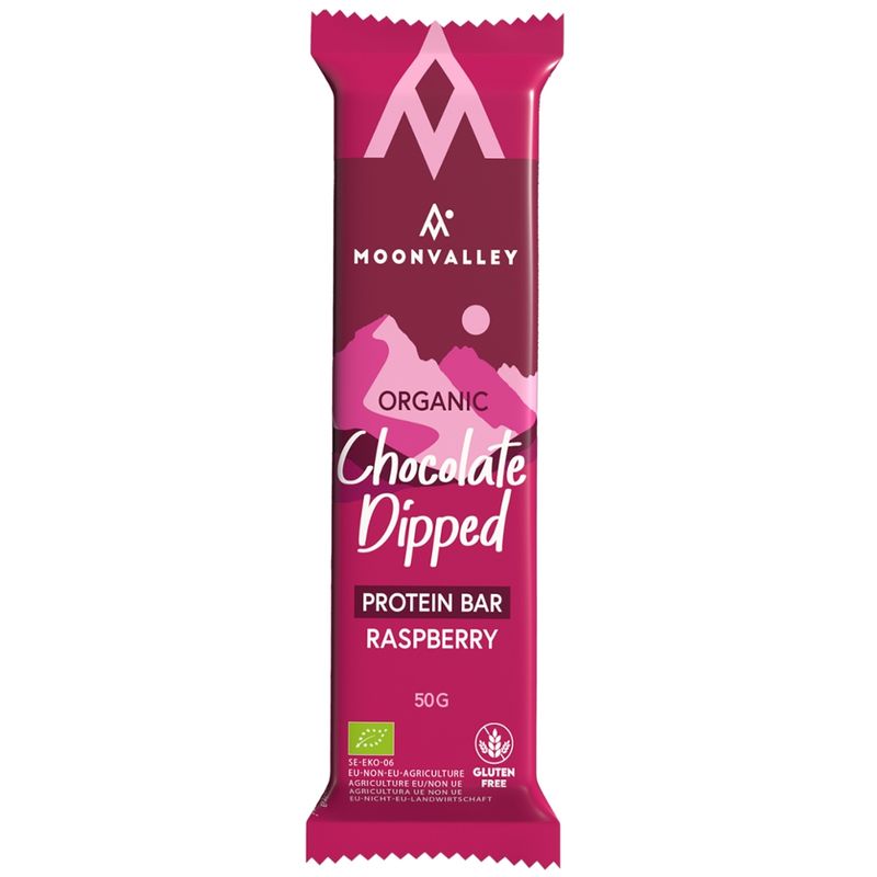 Moonvalley Chocolate Dipped Protein Bar Raspberry - Produktbild