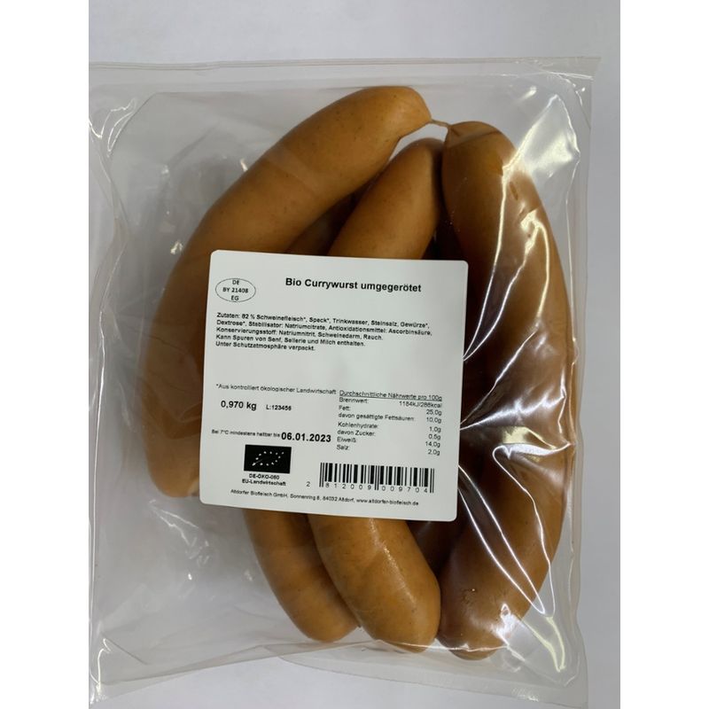 Altdorfer Biofleisch Bio Currywurst umgerötet - Produktbild