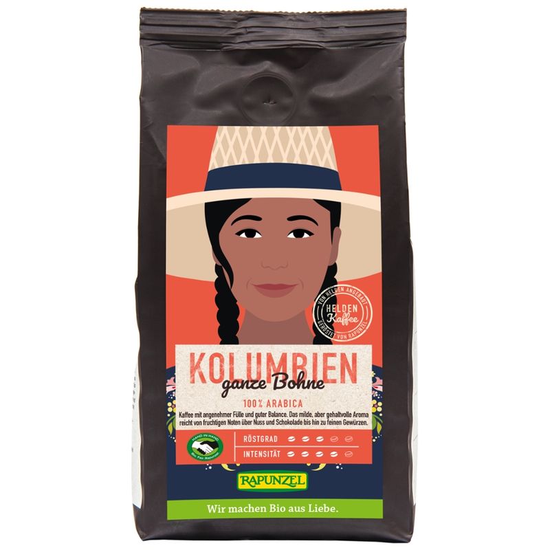 Rapunzel Heldenkaffee Kolumbien, ganze Bohne HIH - Produktbild