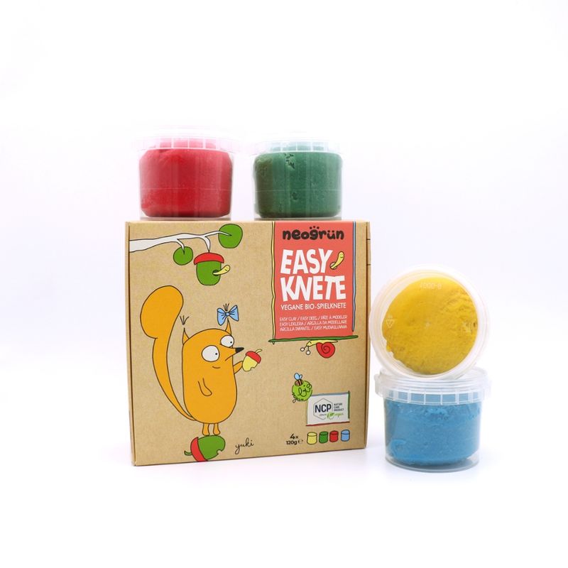 neogrün Bio Easy-Knete 4er Set YUKI - rot, gelb, grün, blau - Produktbild