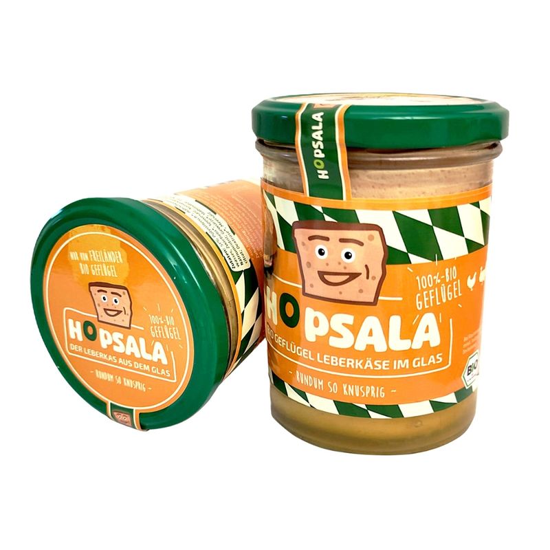 Freiländer Bio Geflügel Hopsala Leberkas 380 g, im Glas, zum Aufbacken - Produktbild