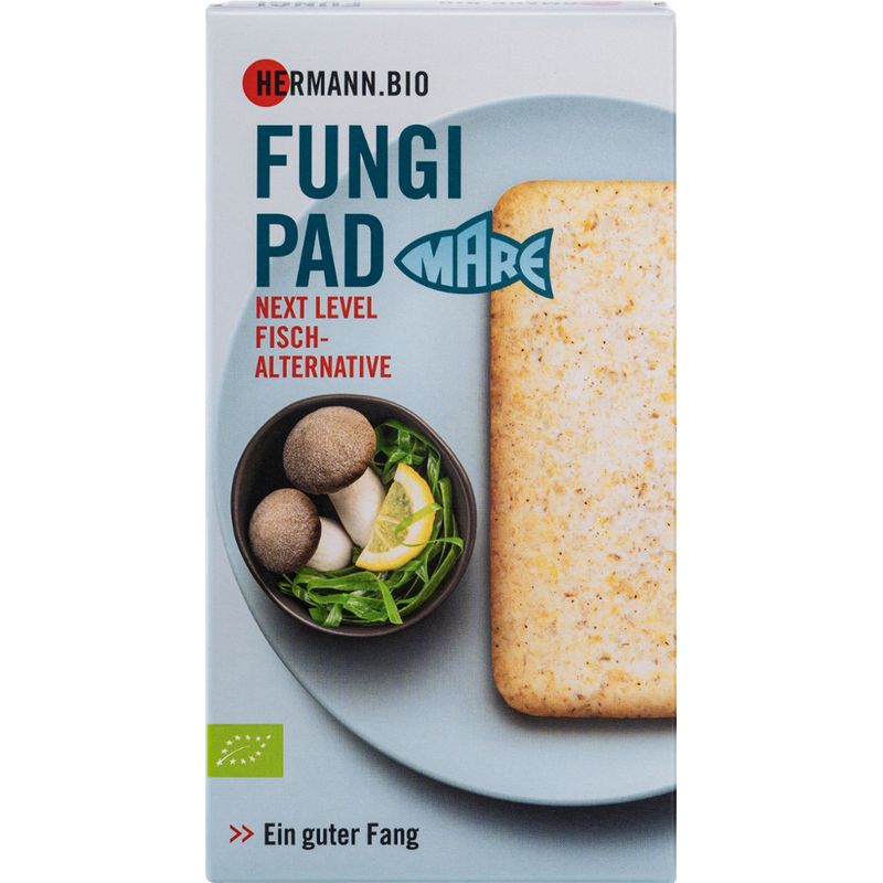 HERMANN HERMANN.BIO FUNGI PAD, Typ MARE, Vegetarisches Bio-Pilzerzeugnis, gesalzen, gewürzt, vorgegart, aufgetaut - Produktbild