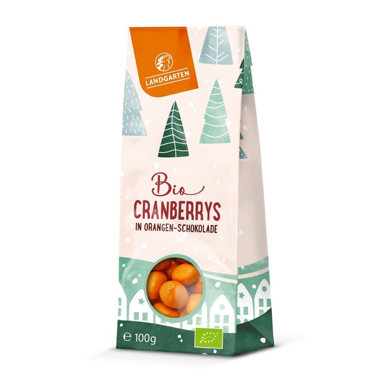 Landgarten Bio FT Cranberry in Orangen-Schokolade 100g - Produktbild