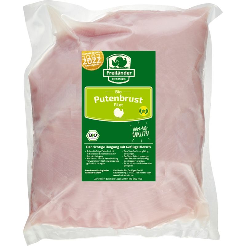 Freiländer Bio Geflügel Putenbrust, ohne Haut, ohne Knochen, einzeln vac, tiefgefroren, 10 kg / Karton - Produktbild