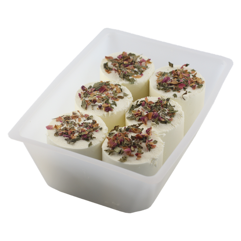 Ziegenkäserei Würnsreuth 6 x 125g Bio-Ziegenfrischkäse-Zylinder mit Topping aus Rosenblüten und Nanaminze - Produktbild