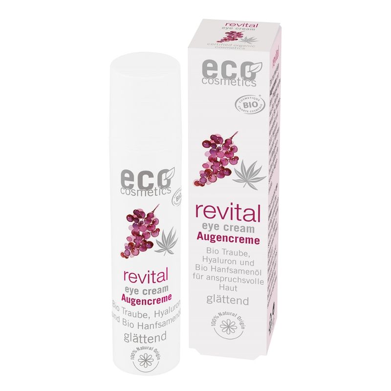 eco cosmetics revital Augencreme mit Bio Traubenkernextrakt, Hyyluron und Bio Hanfsamenöl - Produktbild