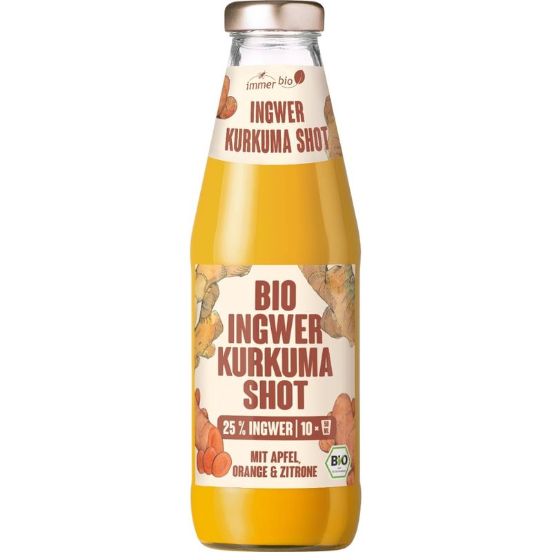 immer bio Bio Ingwer Kurkuma Shot mit Apfel, Orange & Zitrone - Produktbild