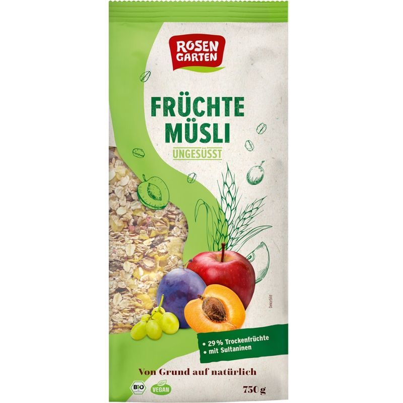 Rosengarten Früchte-Müsli ungesüßt - Produktbild