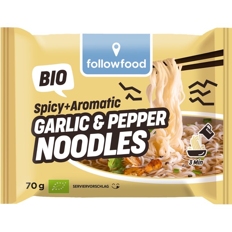 followfood Spicy + Aromatic Bio Garlic & Pepper Noodles - Produktbild