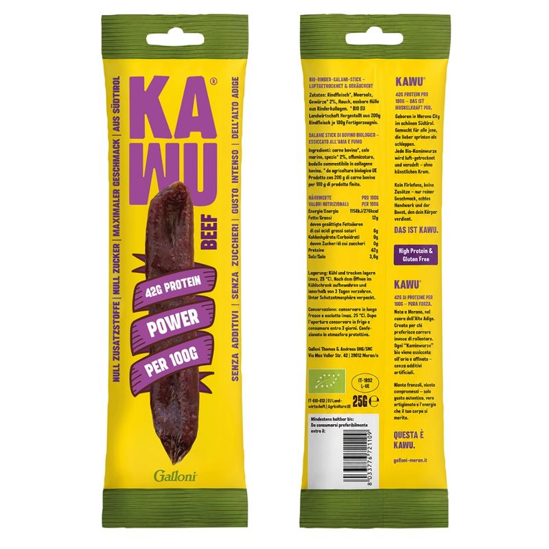 Galloni BIO BIO KAWU Beef Salami High Protein ohne Zusätze ohne Zucker - Produktbild