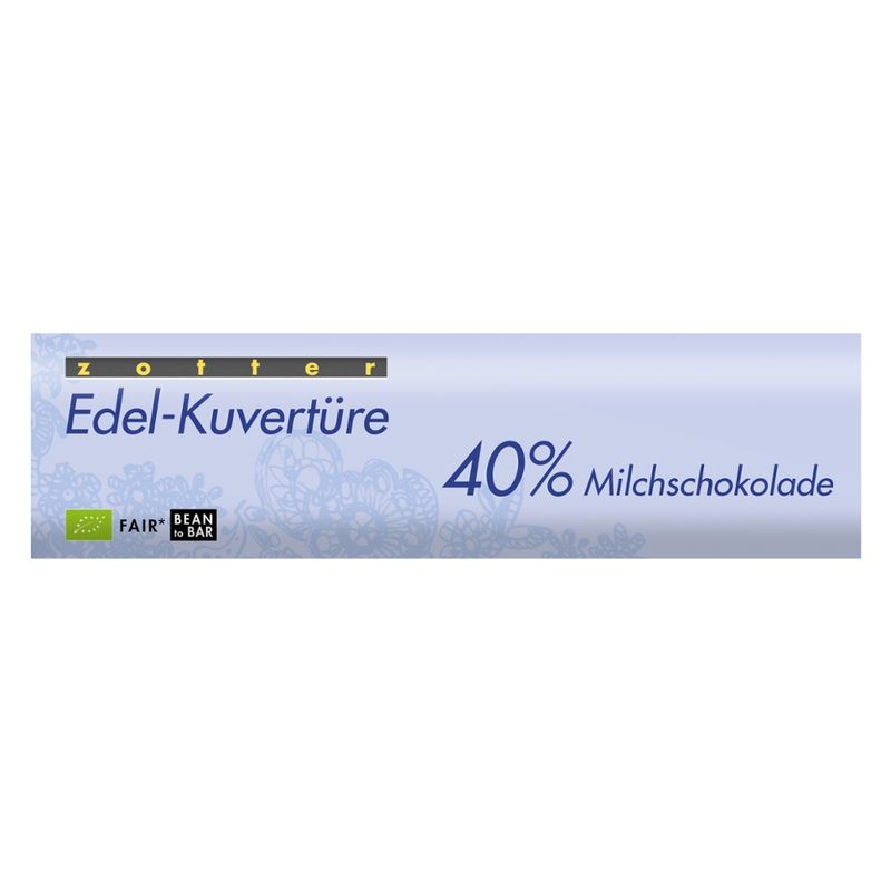 Zotter Schokolade Edel-Kuvertüre 40% Milchschokolade - Produktbild