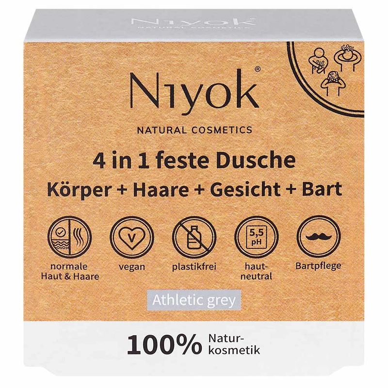 Niyok 4 en 1 douche solide / corps + cheveux + visage + barbe Athletic grey - Produktbild