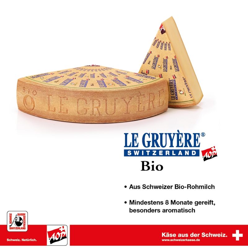 Lustenberger & Dürst SA (Le Superbe) Le Superbe Bio Gruyère AOP Sélection 8Mo  1/16 Keil - Produktbild