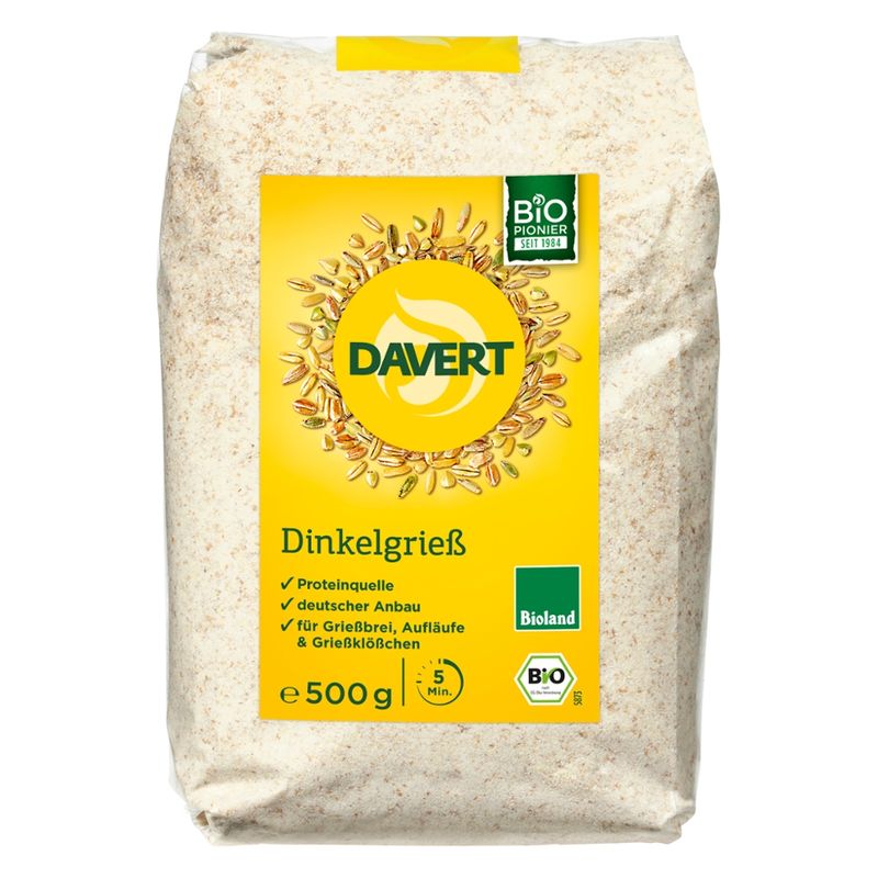 Davert Dinkelgrieß Bioland, 500g - Produktbild
