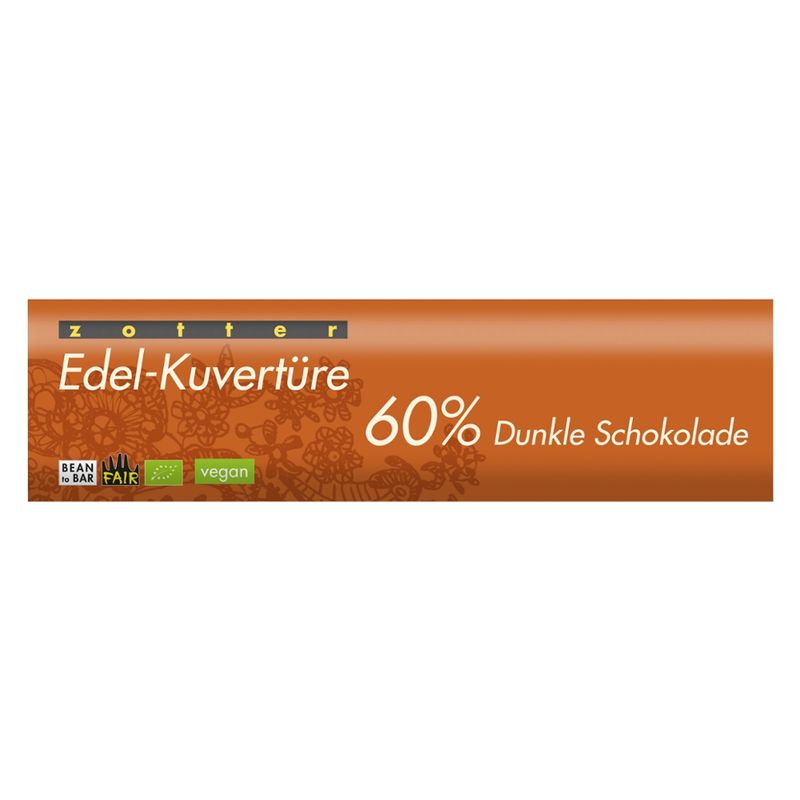 Zotter Schokolade Edel-Kuvertüre 60% Dunkle Schokolade - Produktbild
