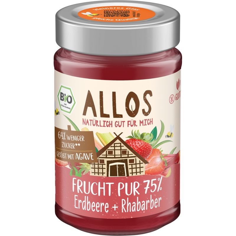 Allos Frucht Pur 75% Erdbeere + Rhabarber - Produktbild