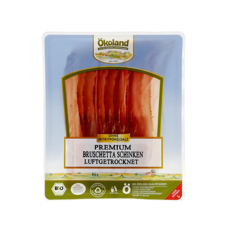 ÖKOLAND Premium Bruschetta-Schinken luftgetrocknet, über 4 Monate gereift - Produktbild