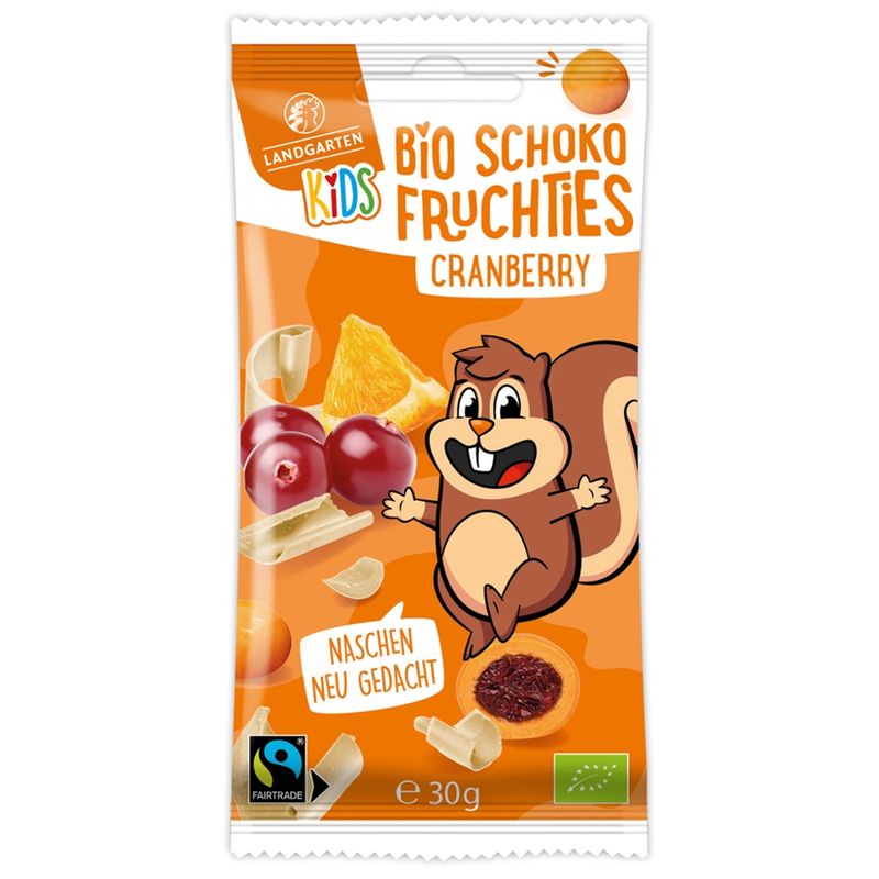 Landgarten Bio Kids Schoko Fruchties Cranberry 30g - Produktbild