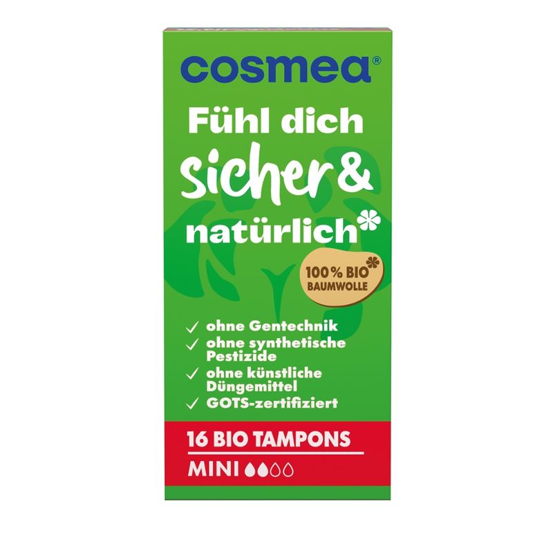 COSMEA®  cosmea® Bio Tampons, VEGAN, Mini, 16 Stück - Produktbild