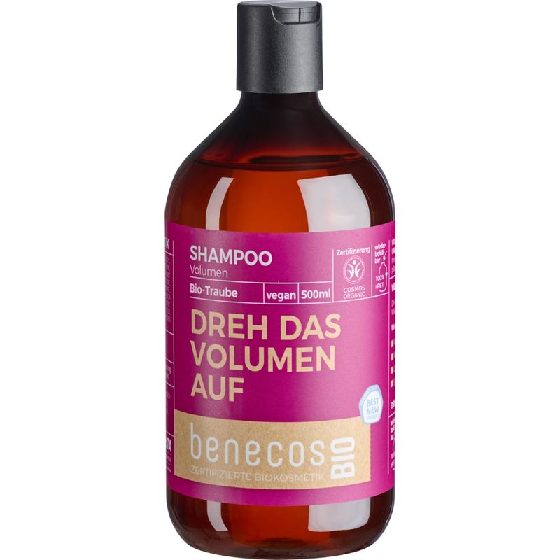 benecos benecosBIO Shampoo Volumen BIO-Traube - DREH DAS VOLUMEN AUF - Produktbild