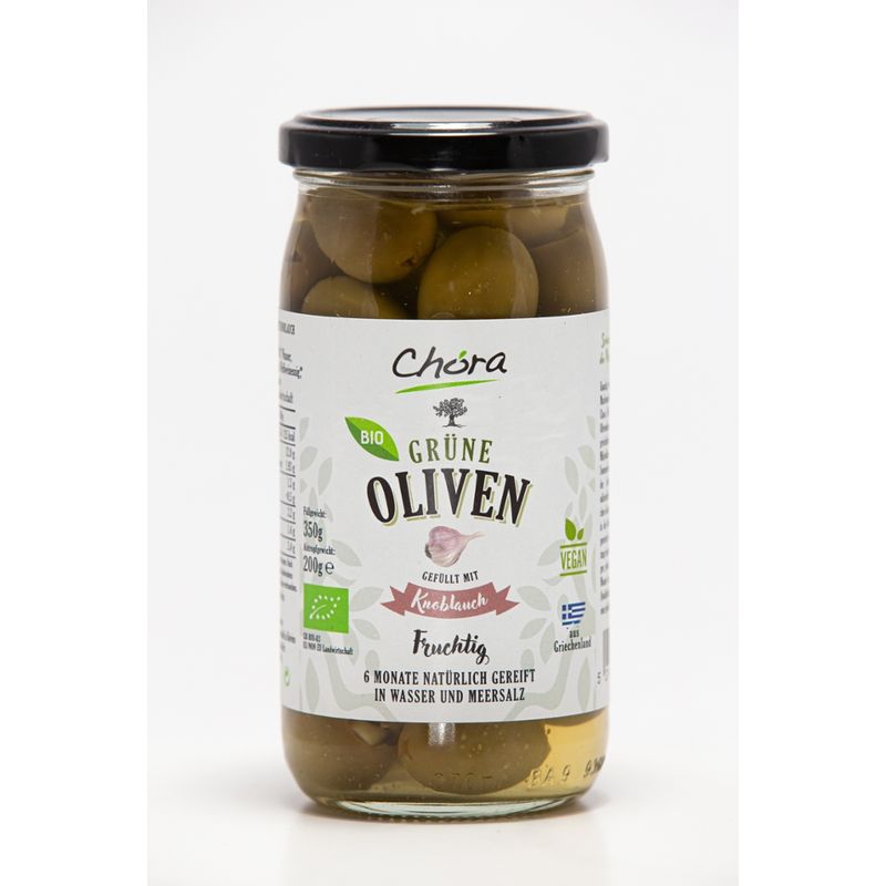 Chora Grüne Oliven gefüllt mit Knoblauch - Produktbild