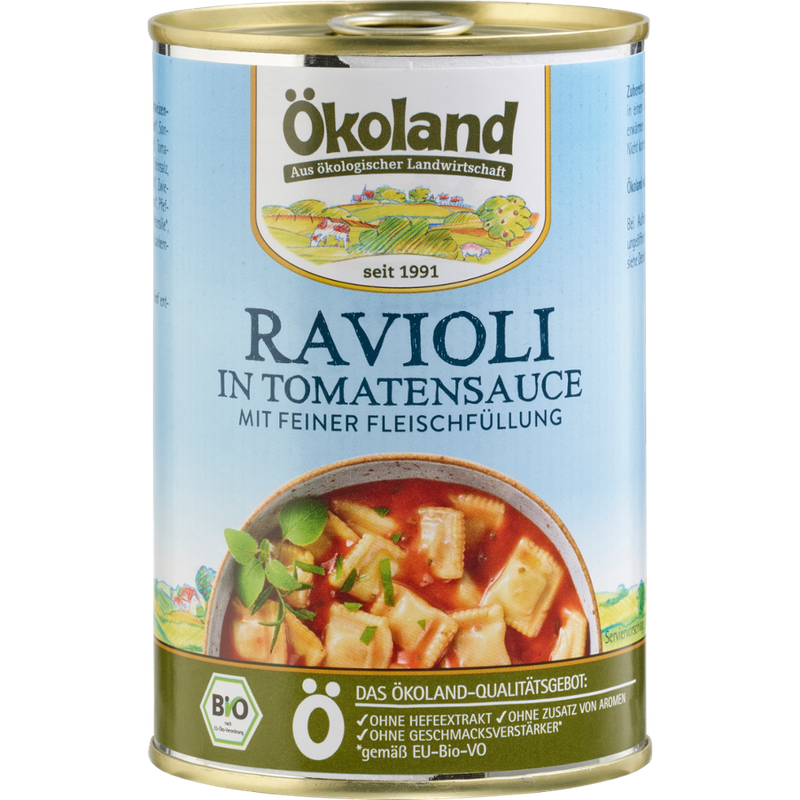 ÖKOLAND Ravioli mit fleischhaltiger Füllung in Tomatensauce - Produktbild