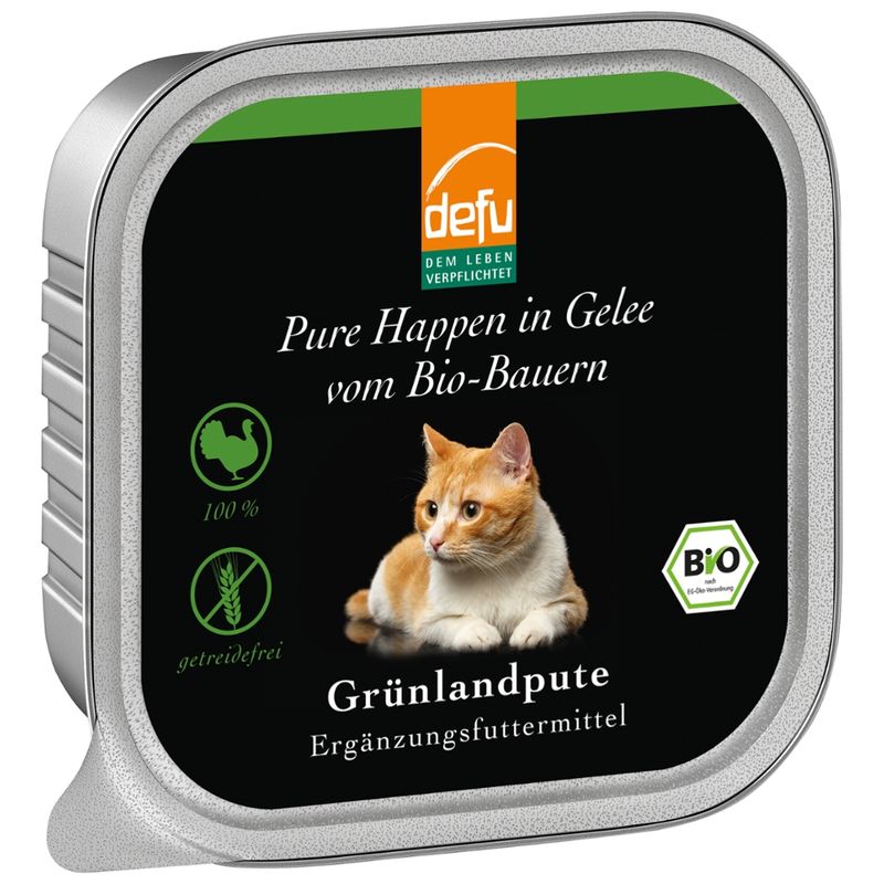 defu - Das Tierfutter vom Bio-Bauern Katze Pure Happen in Gelee Grünlandpute - Produktbild