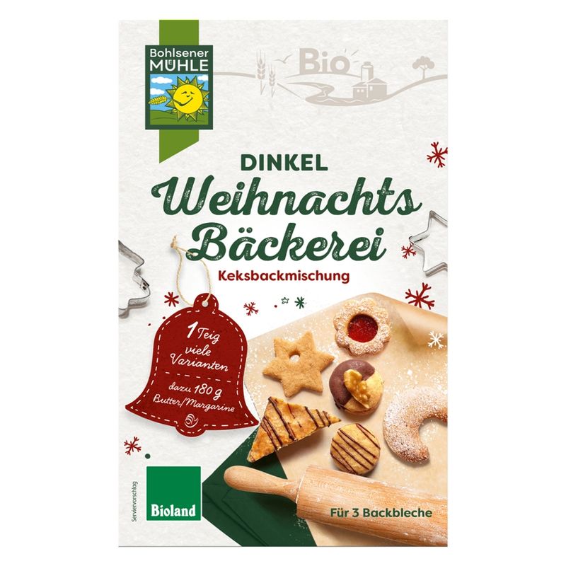 Bohlsener Mühle Bio Dinkel Weihnachtsbäckerei Keksbackmischung Bioland - Produktbild