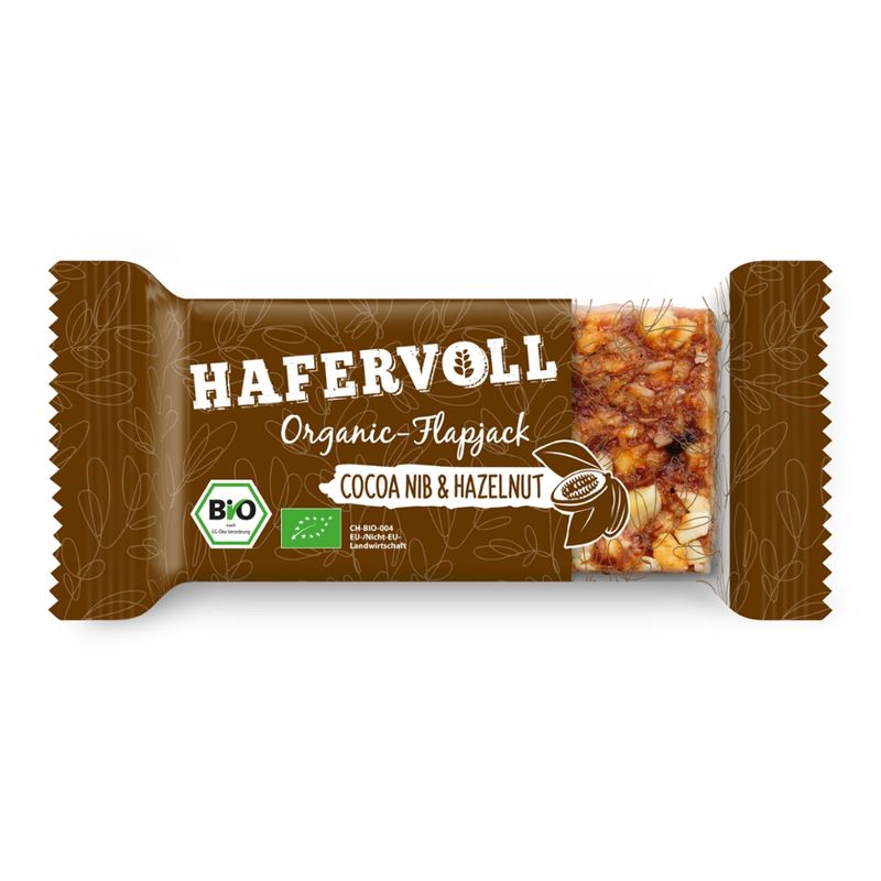 Hafervoll HNC HV BIO COCOA NIB & HAZELNUT 60G FLAPJACK - Produktbild