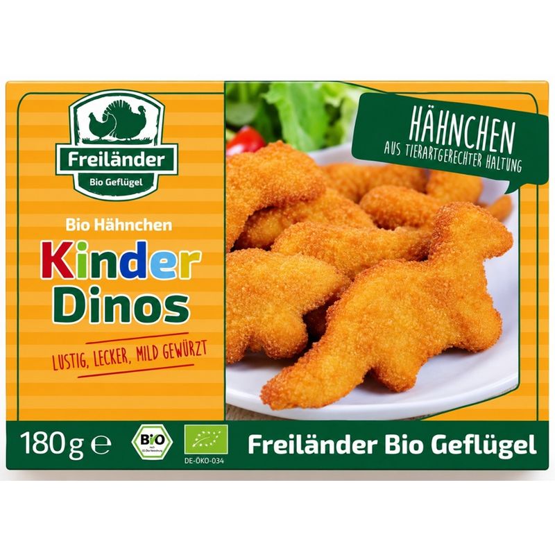 Freiländer Bio Geflügel Hähnchen Kinder Dinos, Bio, tiefgefroren, 4 Kartons/Gebinde - Produktbild