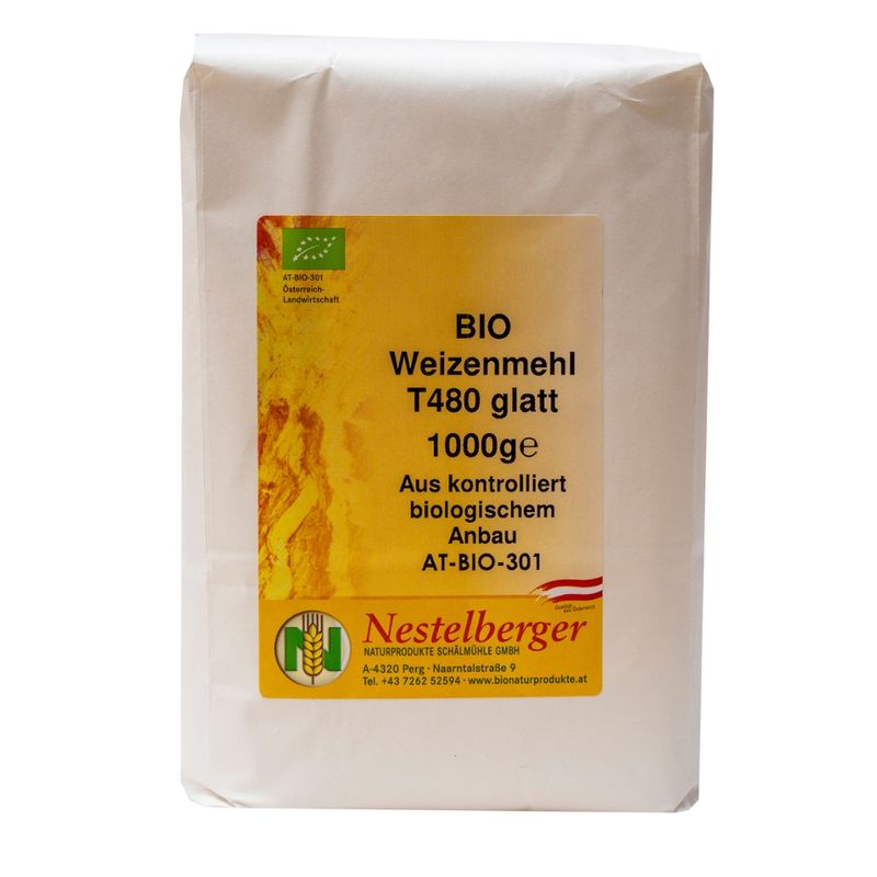Nestelberger Bio Weizenmehl Typ 480 glatt 1kg - Produktbild