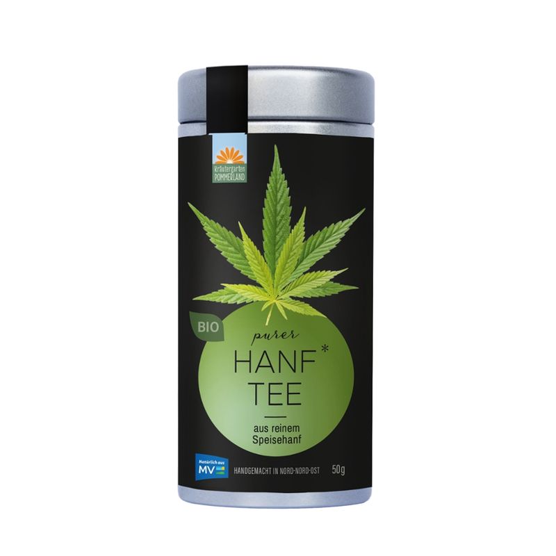 Kräutergarten Pommerland Purer Hanftee, klarer und ursprünglicher Bio-Kräutertee in der Vorratsdose - Produktbild