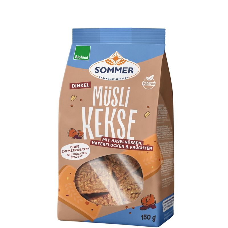 SOMMER BACKKUNST SEIT 1864 Demeter Dinkel Müsli-Kekse mit Haselnüssen,vegan - Produktbild