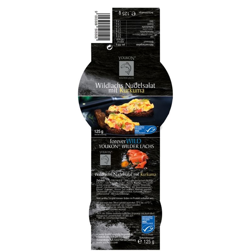 Youkon Wilder Lachs  Wildlachs-Salat-Aufstrich mit Bio-Zutaten auf Frischkäsebasis, 125g - Produktbild