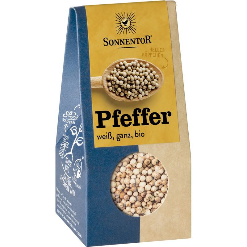 Sonnentor Pfeffer weiß ganz, Packung - Produktbild