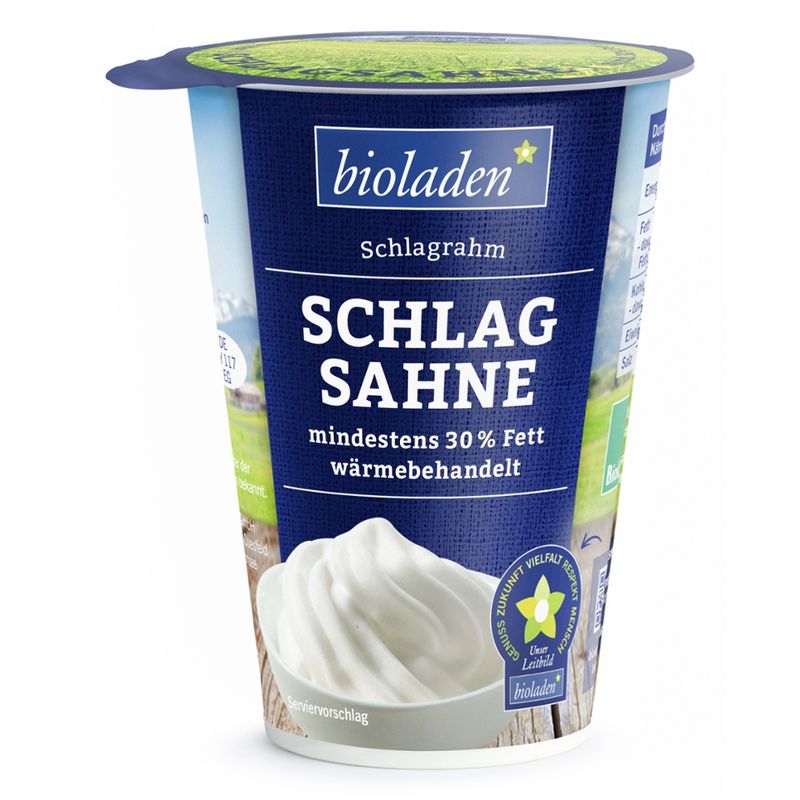 bioladen Schlagsahne im Becher, mind. 30 % Fett, wärmebehandelt - Produktbild