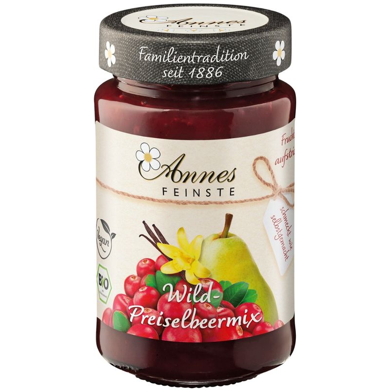 Annes Feinste Bio Wildpreiselbeeren-Birnen Fruchtaufstrich mit Vanille - Produktbild