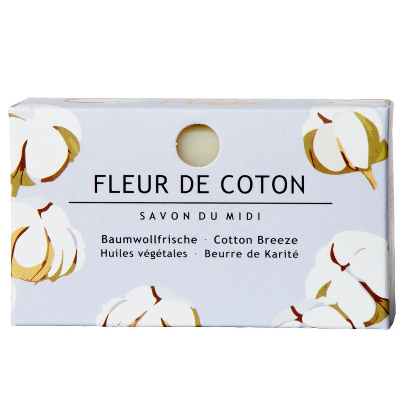 Savon du Midi Special Edition Karitéseife FLEUR de COTON / Baumwollfrische 100g ZeroPlastic im Designkarton - Produktbild