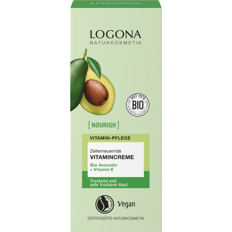Logona NOURISH zellerneuernde Vitamincreme mit Bio-Avocado + Vitamin E - Produktbild