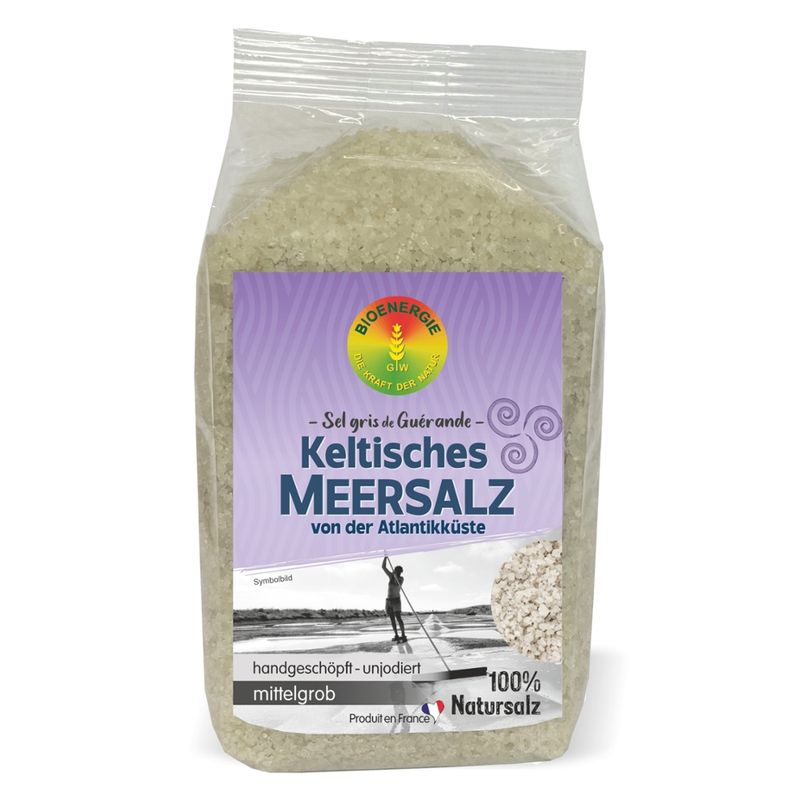 BIOENERGIE Keltisches MEERSALZ Frankreich, mittelgrob, sel gris de Guérande, handgeschöpft, unjodiert, unraffiniert, frei von Zusätzen, restfeucht - Produktbild
