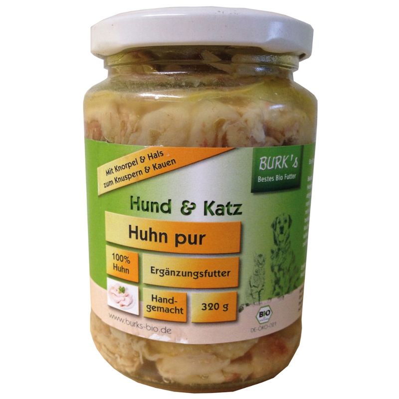 BURK's BURK's Huhn pur 320g Bio Ergänzungsfutter für Hunde und Katzen im Glas - Produktbild