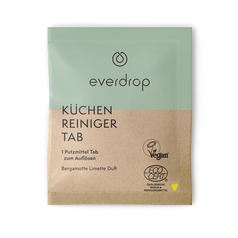 everdrop everdrop Küchenreiniger Tablette Ecocert zertifiziert, zur Erstellung von 500ml Küchenreinigungsmittel (Inhalt 1 x Küchenreiniger Tab à 4g zum Auflösen) - Produktbild